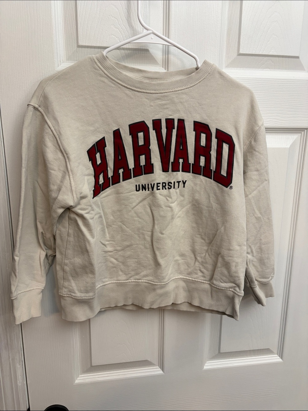 Zara Cream Sweatshirt with Red Harvard Arch
